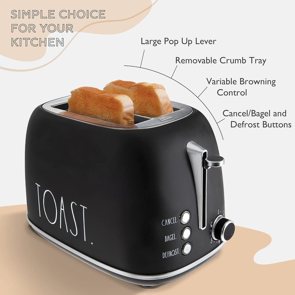 Vinmora™ Rae Dunn 2-Slice Toaster, Stainless Steel with 6 - Premium Kitchen Appliance by Vinmora™