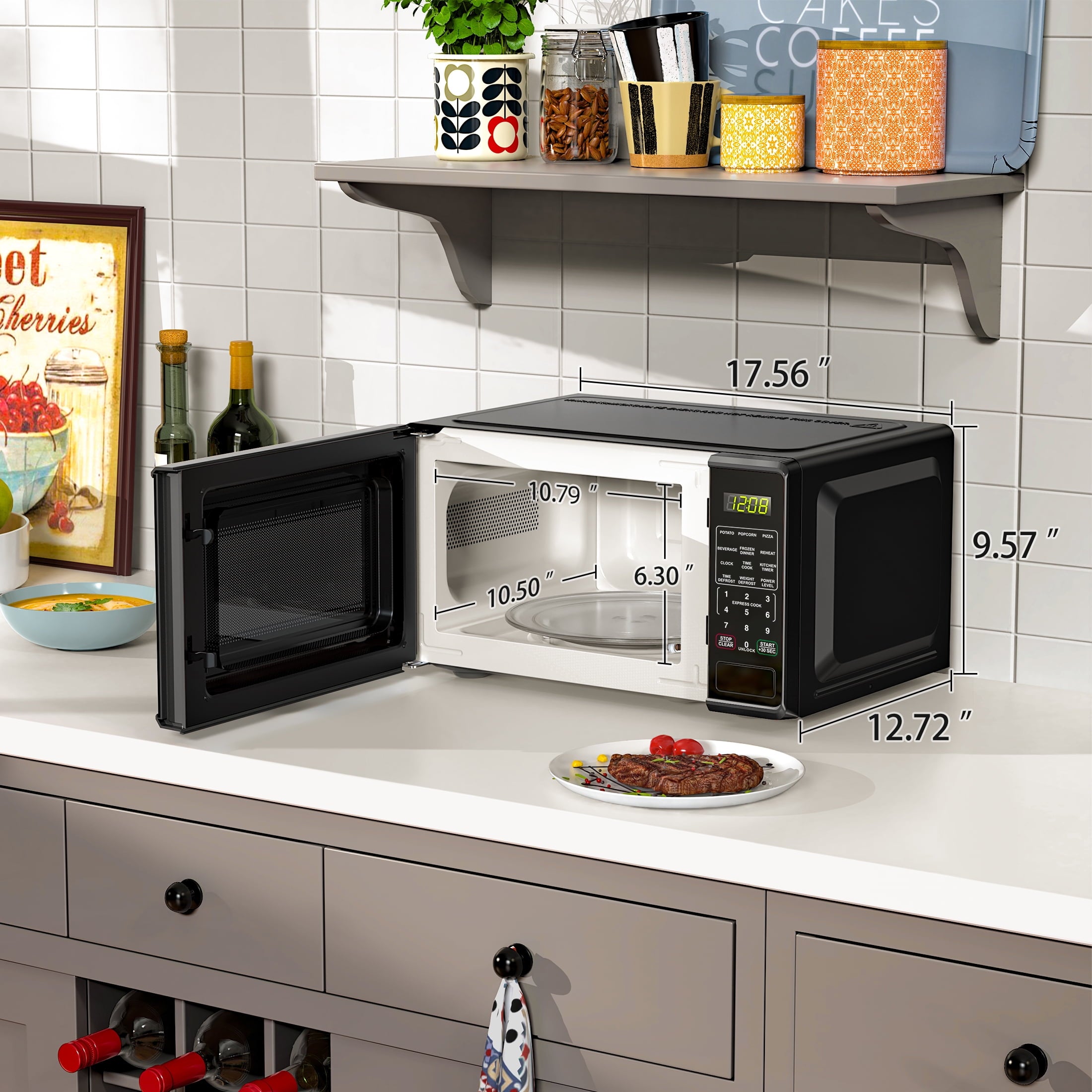 Vinmora™ 0.7 Cu ft Countertop Microwave Oven, 700 Watts - Premium Bedding & Home by Vinmora™