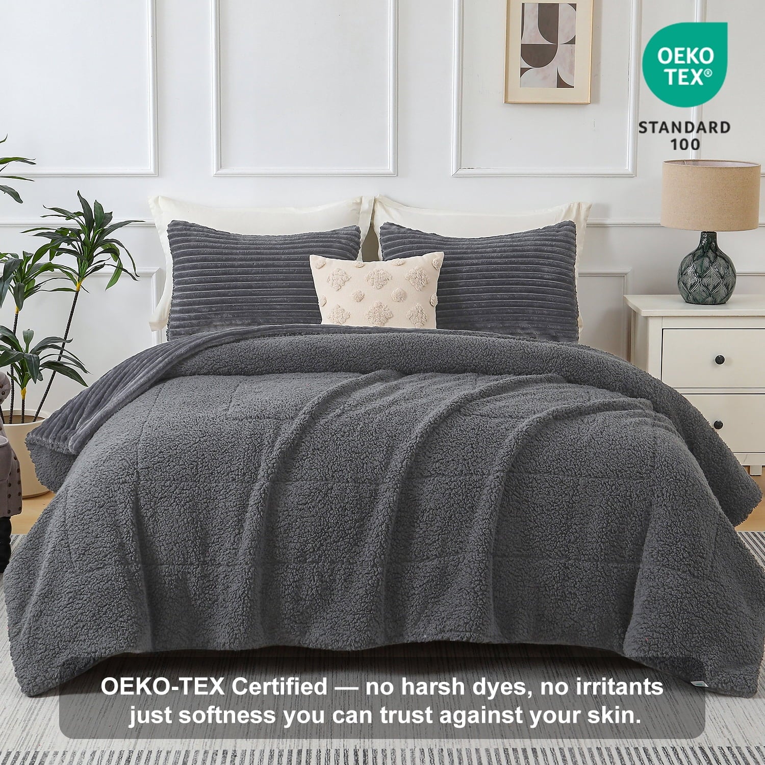 Vinmora™ Jessy Home 3 Piece Fleece Queen Comforter Set - Premium Comforter Set by Vinmora™