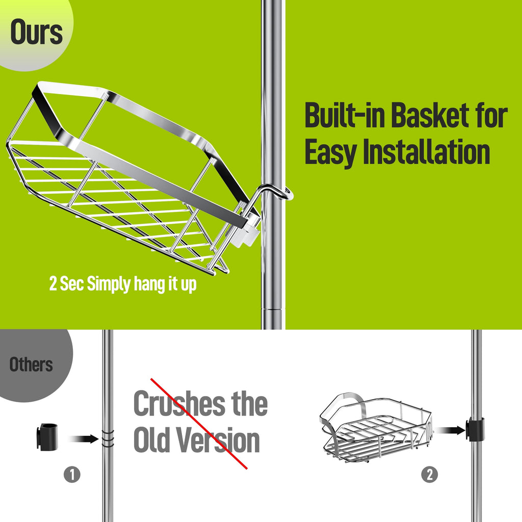 Vinmora™ LazySpin 4-Tier Corner Shower Caddy Tension Pole, Fits - Premium Bedding & Home by Vinmora™