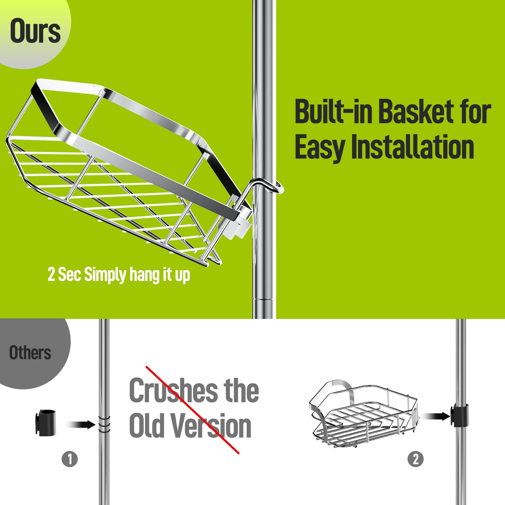 Vinmora™ LazySpin 4-Tier Corner Shower Caddy Tension Pole, Fits - Premium Bedding & Home by Vinmora™