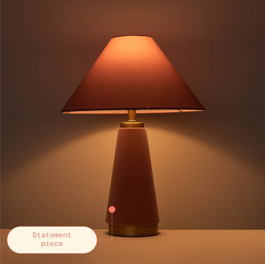 Vinmora™ Rose Pink Velvet Table Lamp by Drew Barrymore - Premium Bedding & Home by Vinmora™