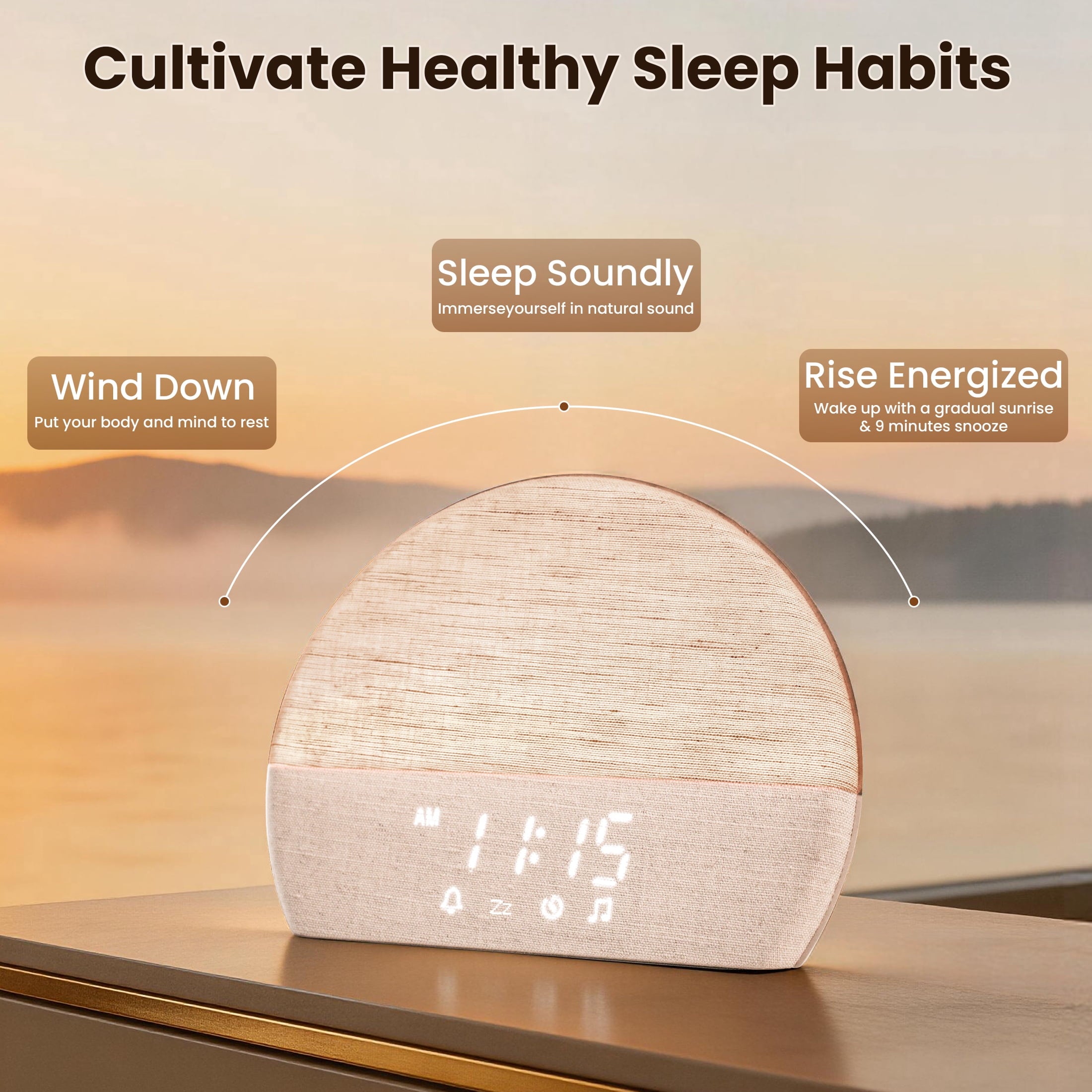 Vinmora™ Wake up Light Sunrise Alarm Clock with Sound - Premium Bedding & Home by Vinmora™