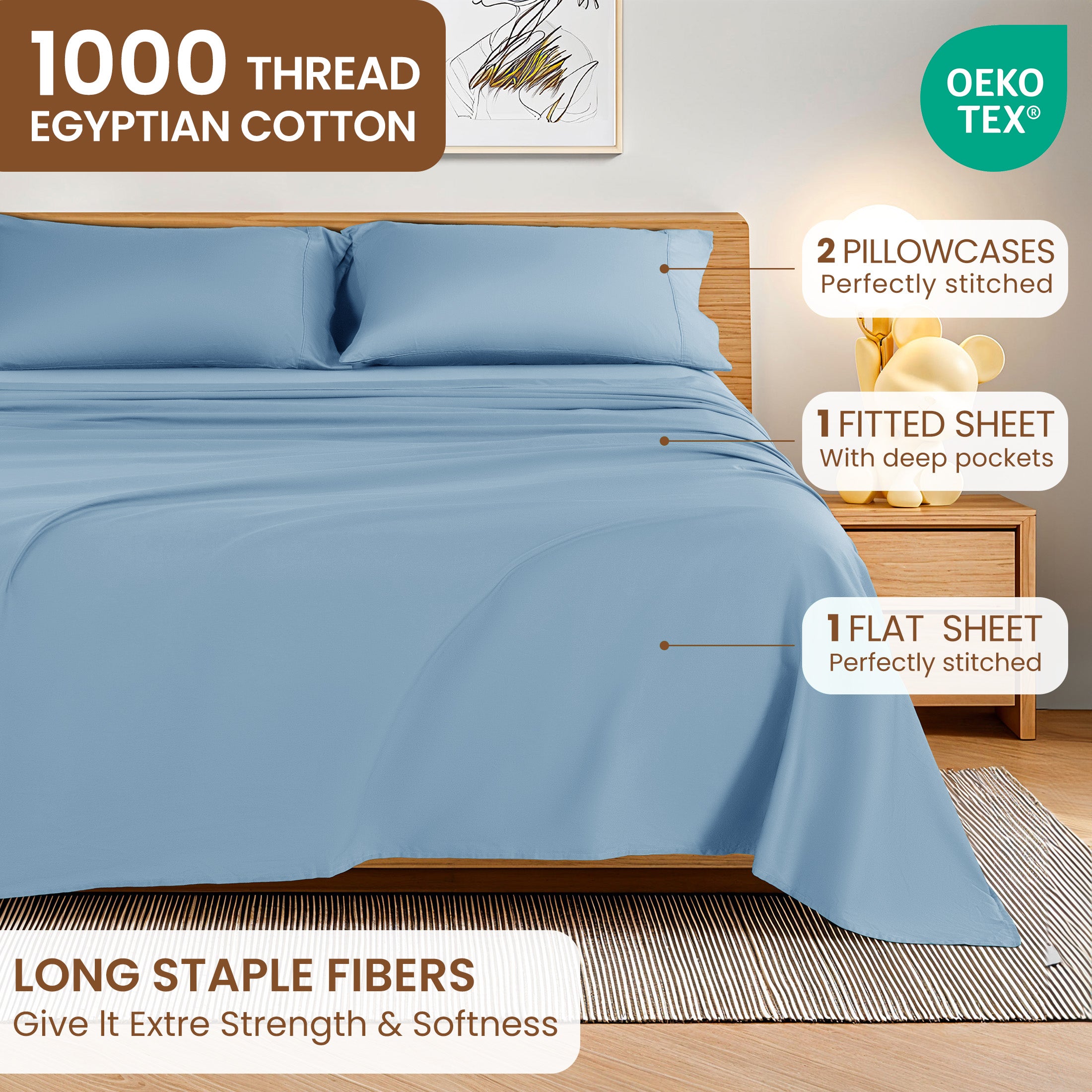 Vinmora™ 100% Cotton Sheet Set - Premium Sheet Set by Vinmora™