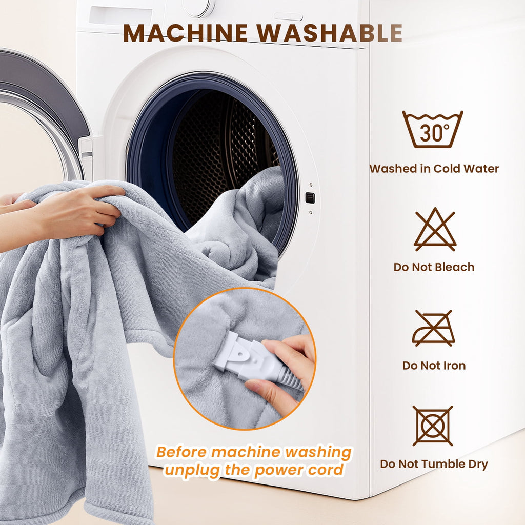 Vinmora™ WISHEAD Electric Heated Blanket Throw Soft Flannel & - Premium Blankets & Throws by Vinmora™