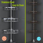 Vinmora™ LazySpin 4-Tier Corner Shower Caddy Tension Pole, Fits - Premium Bedding & Home by Vinmora™