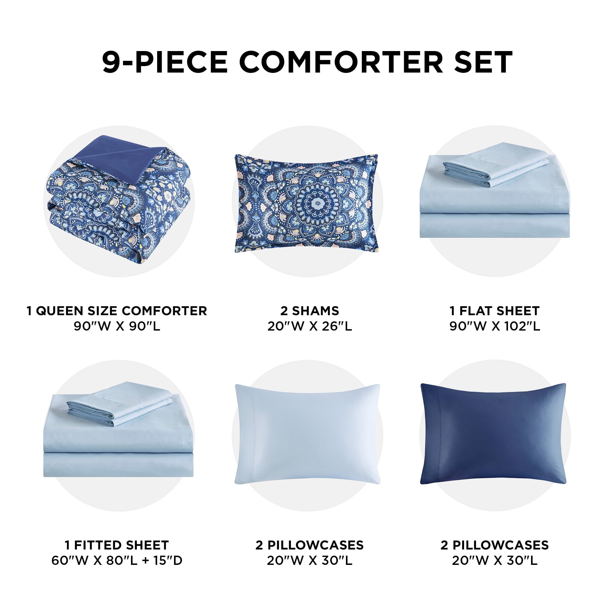 Vinmora™ Regency Heights Queen Size Comforter Set, 9-Piece Bed - Premium Comforter Set by Vinmora™