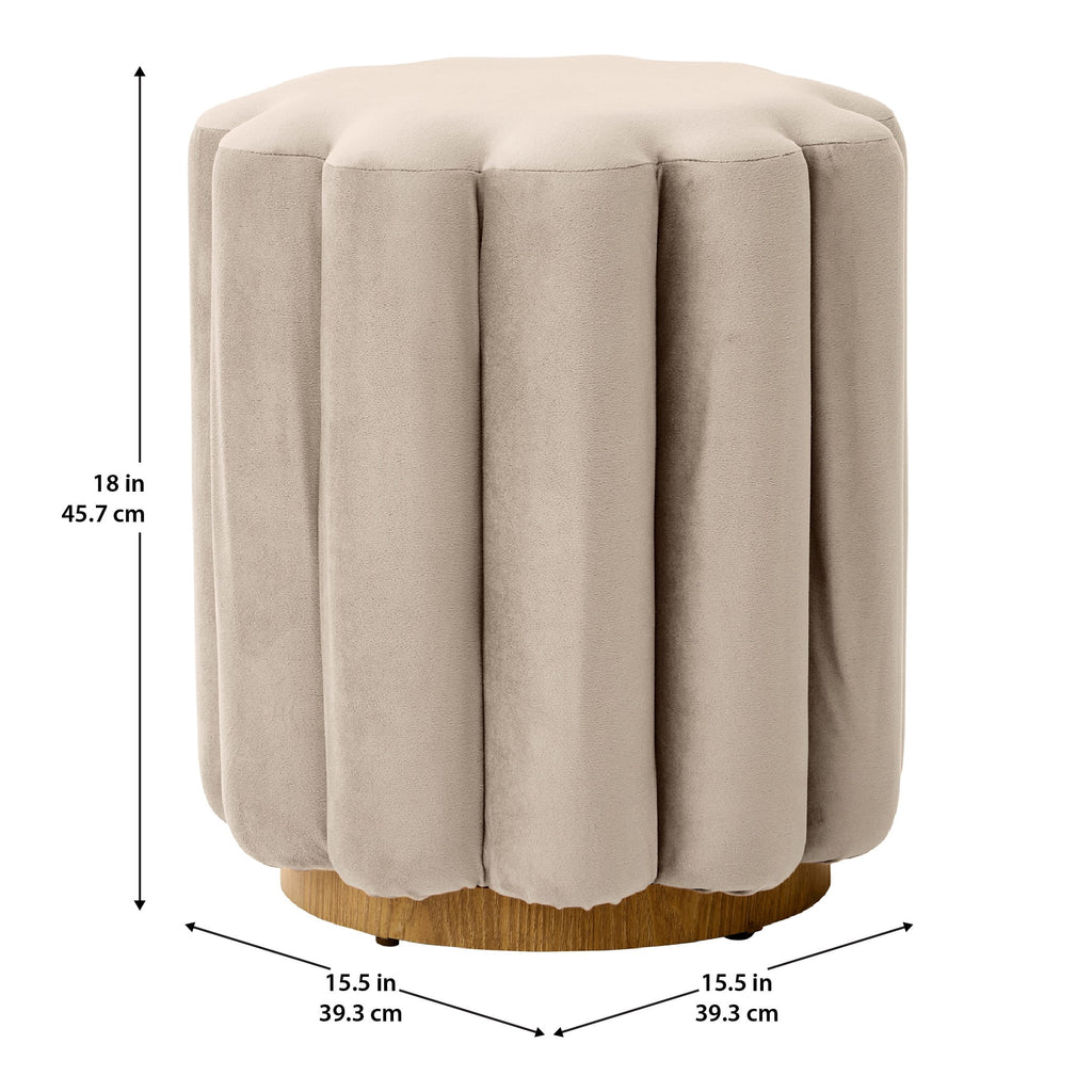 Vinmora™ Lillian Velvet Tufted Ottoman, Beige - Premium Bedding & Home by Vinmora™