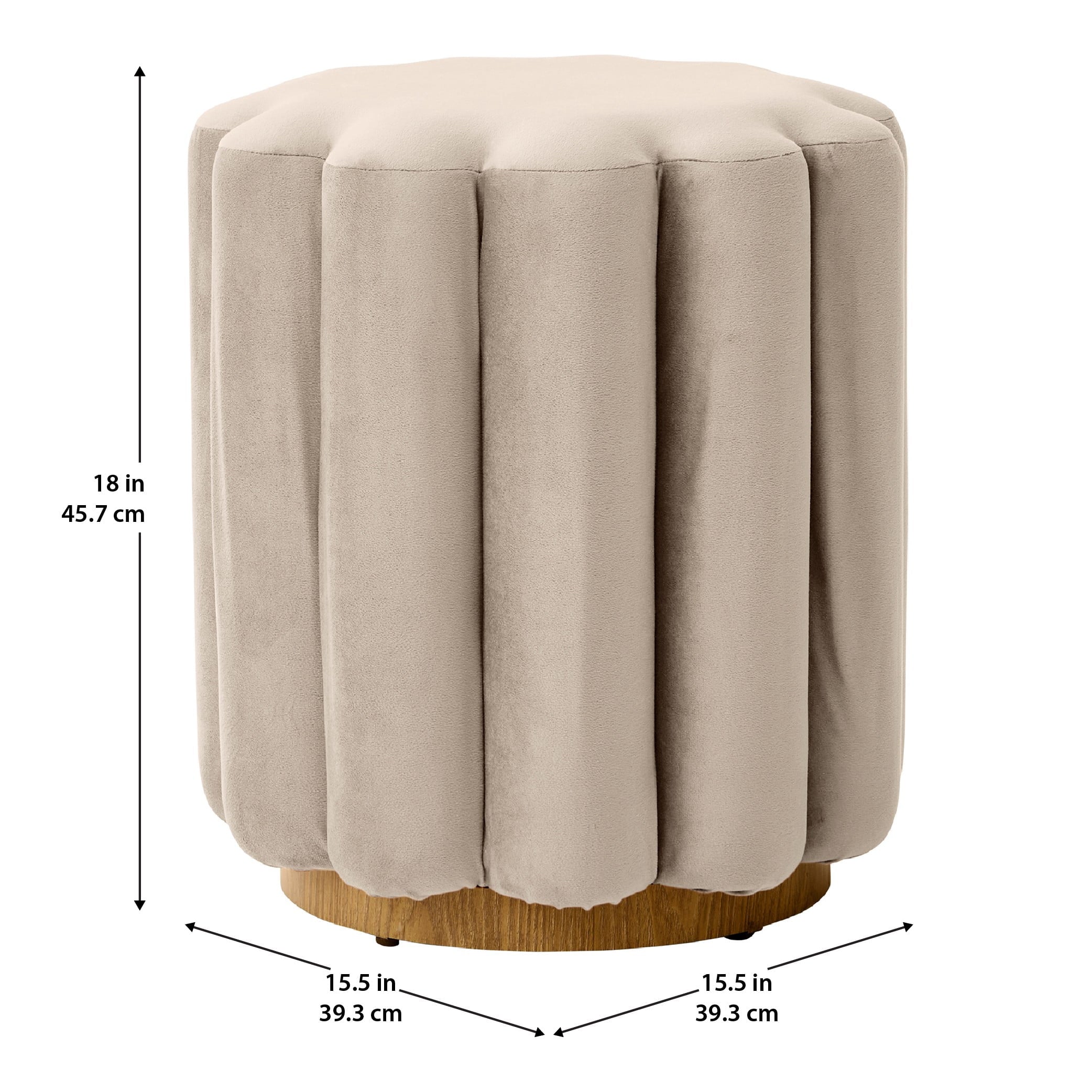 Vinmora™ Lillian Velvet Tufted Ottoman, Beige - Premium Bedding & Home by Vinmora™