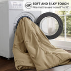 Vinmora™ Queen Comforter Set, 7 Pieces Beige Comforters, Pintuck - Premium Comforter Set by Vinmora™