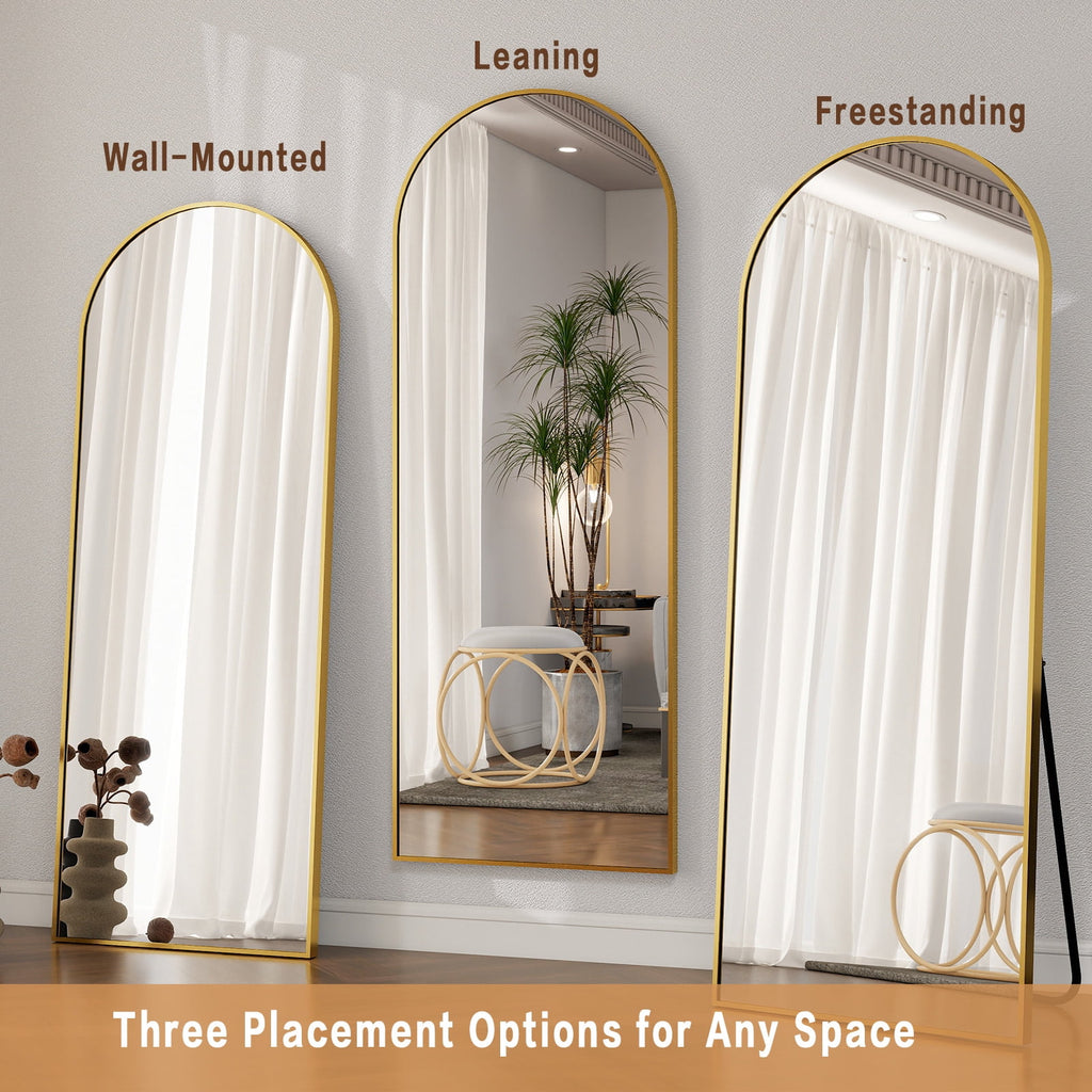 Vinmora™ BEAUTYPEAK 64"x 21" Full Length Mirror Arched Standing - Premium Bedding & Home by Vinmora™