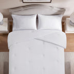 Vinmora™ Full/Queen Comforter, Reversible Down Alternative, All-Season, White Seersucker - Premium Comforter Set by Vinmora™
