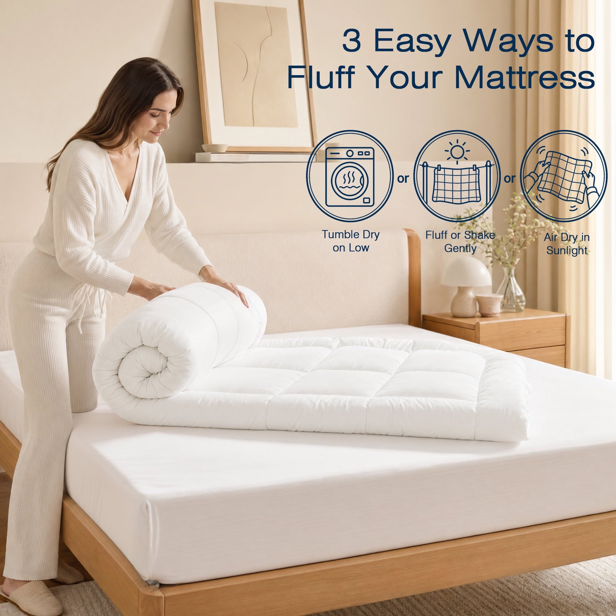 Vinmora™ Wishead Queen Mattress Topper Quilted Cooling Mattress Pad - Premium Comforter Set by Vinmora™