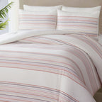 Vinmora™ 3-Piece Red Yarn Dye Stripe Comforter Set, Full/Queen - Premium Comforter Set by Vinmora™