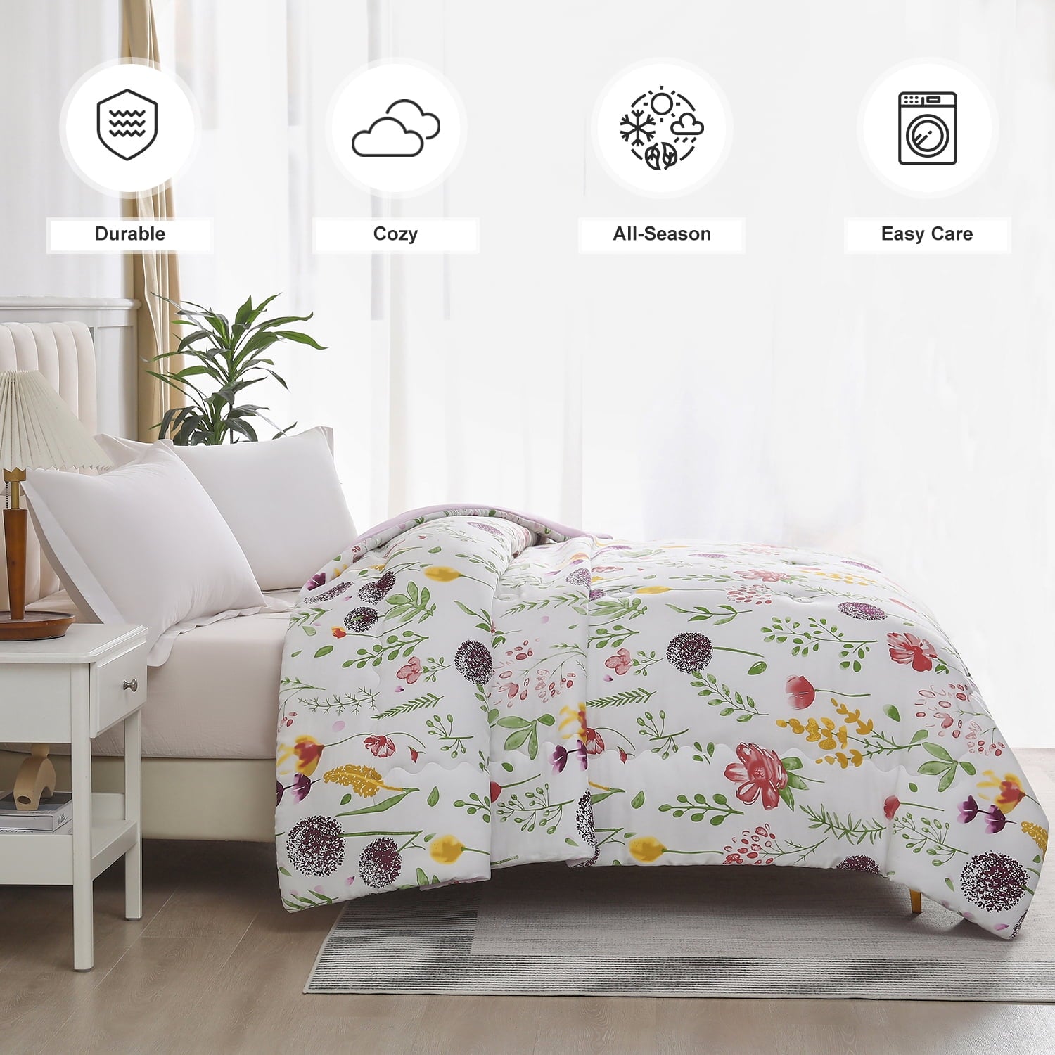 Vinmora™ Jessy Home 1 Piece Queen Comforter Floral Comforter - Premium Comforter Set by Vinmora™