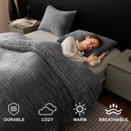 Vinmora™ Jessy Home 3 Piece Fleece Queen Comforter Set - Premium Comforter Set by Vinmora™