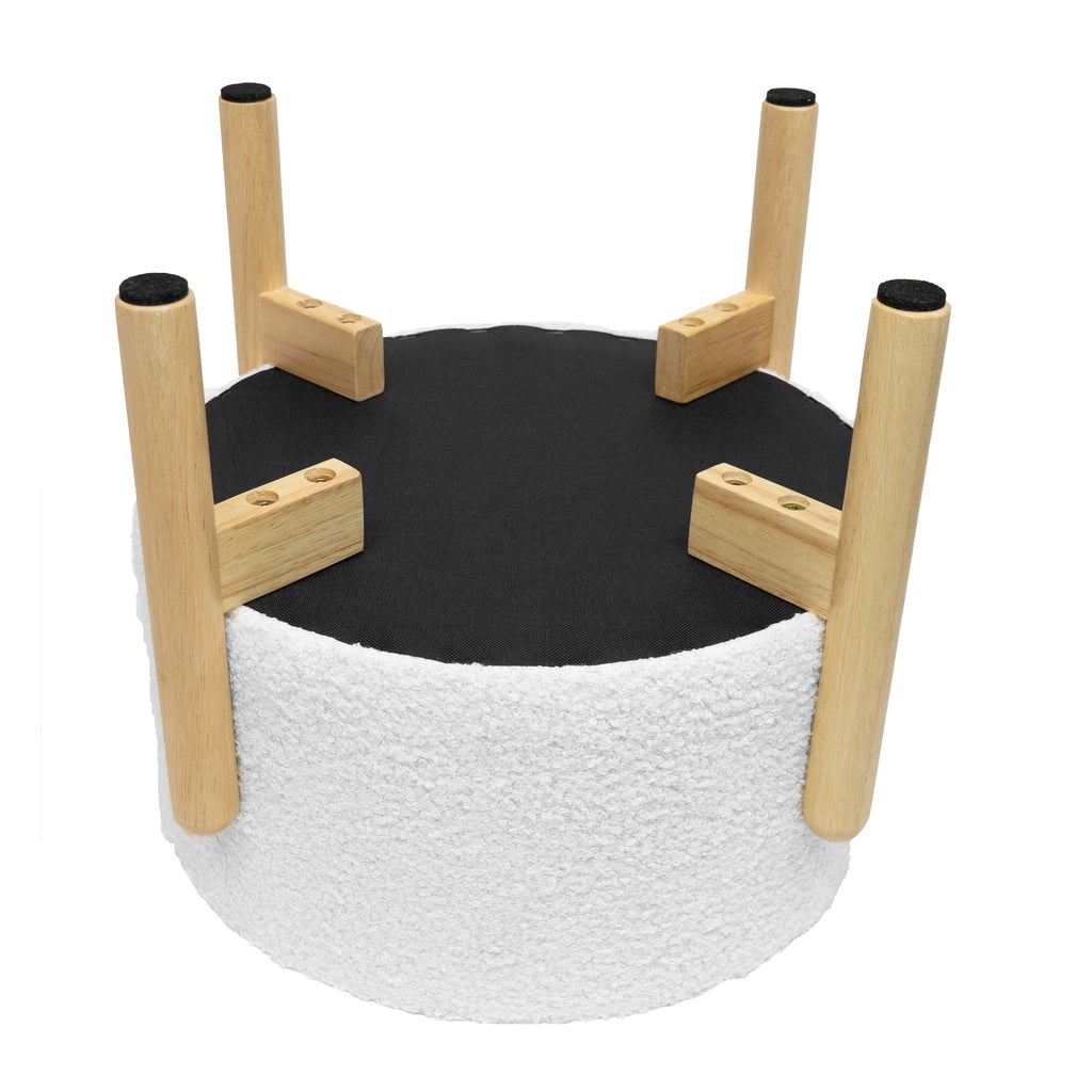 Vinmora™ Modern Dowel Ottoman, Cream Boucle - Premium Bedding & Home by Vinmora™