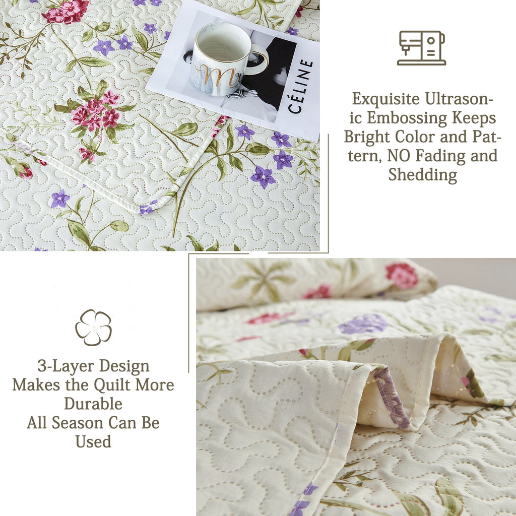Vinmora™ Green Essen 3 Pcs Quilt Sets, Lightweight Microfiber - Premium Comforter Set by Vinmora™