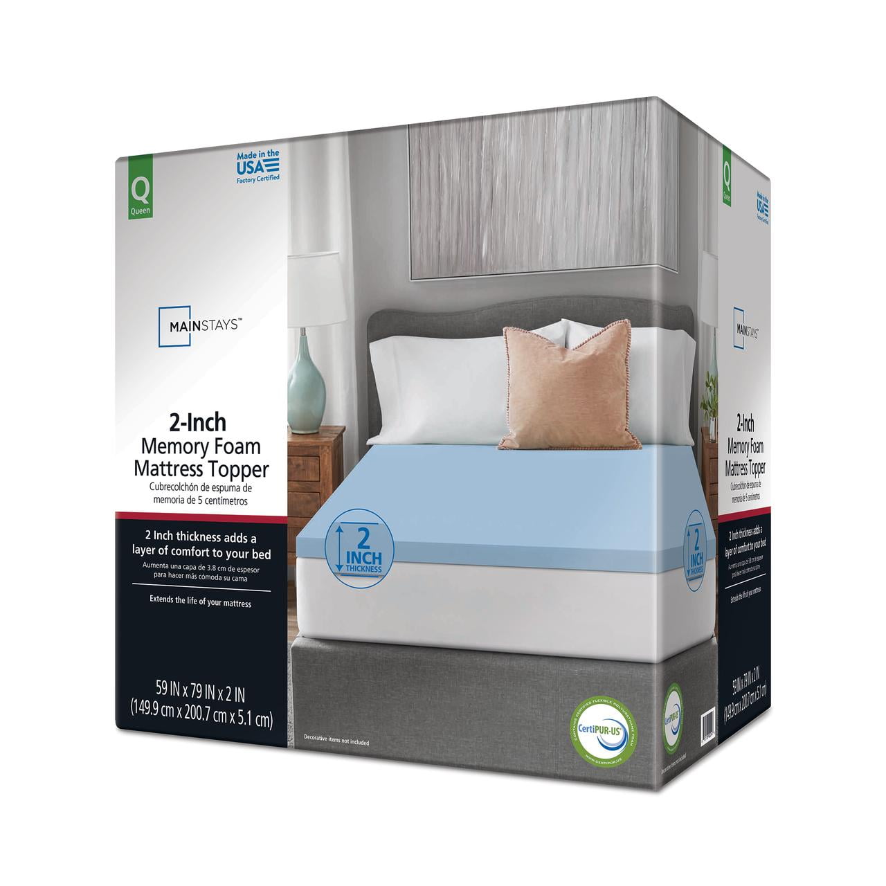 Vinmora™ 2" Memory Foam Mattress Topper, Queen - Premium Mattress Protector & Topper by Vinmora™