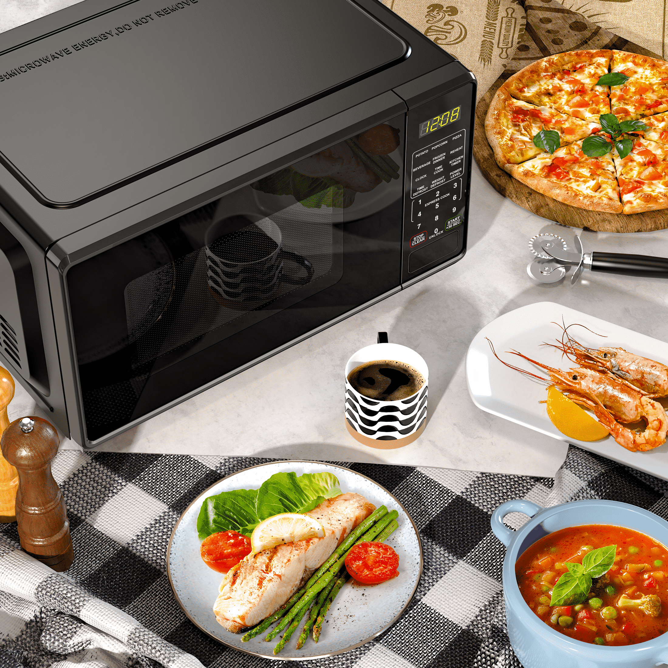 Vinmora™ 0.7 Cu ft Countertop Microwave Oven, 700 Watts - Premium Bedding & Home by Vinmora™