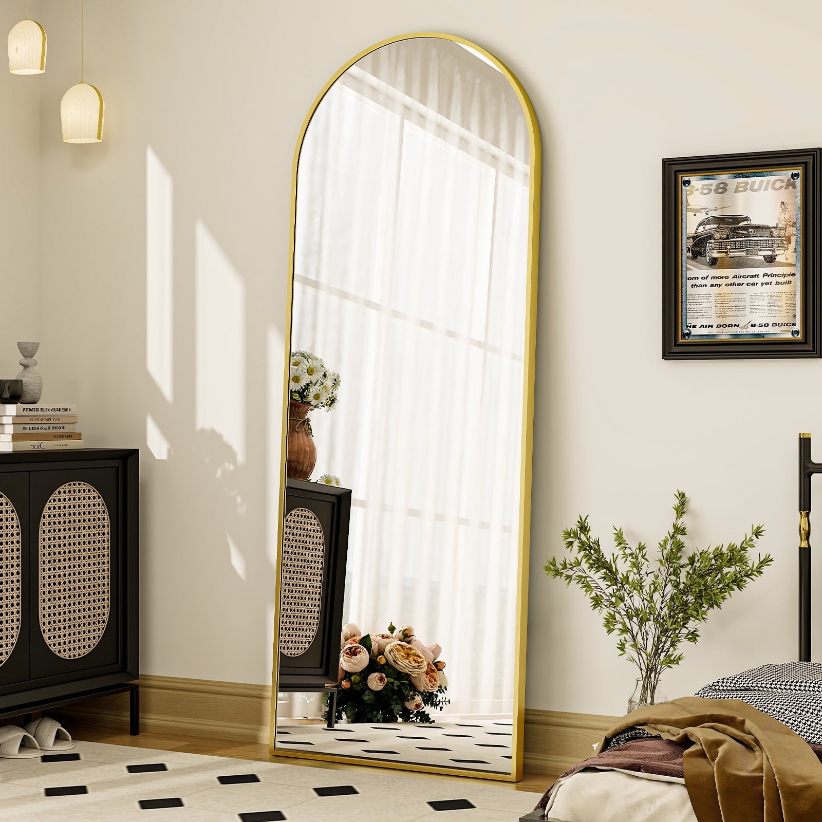 Vinmora™ BEAUTYPEAK 64"x 21" Full Length Mirror Arched Standing - Premium Bedding & Home by Vinmora™