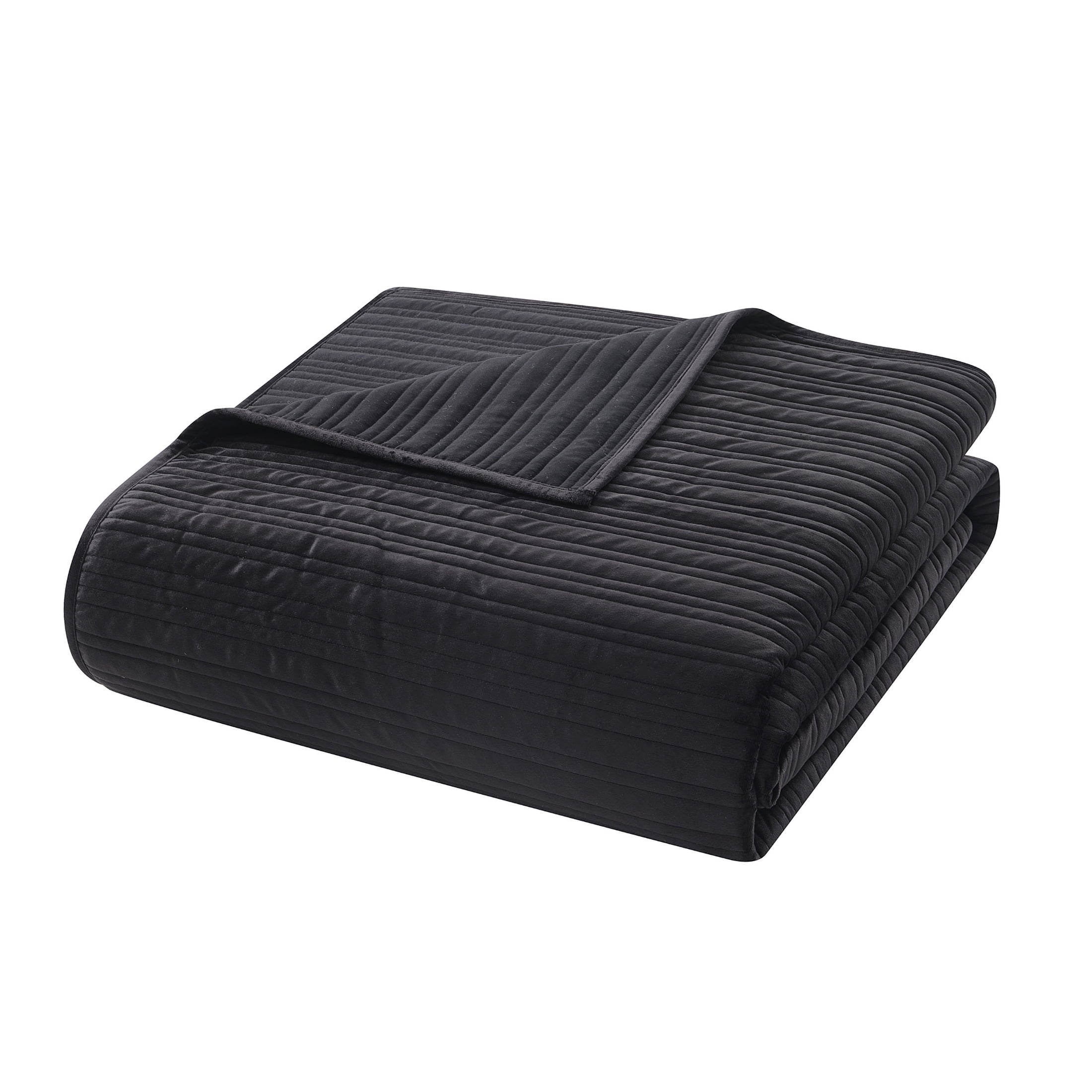 Vinmora™ Soft Velvet Quilt, Full/Queen, Rich Black, Soft & - Premium Comforter Set by Vinmora™