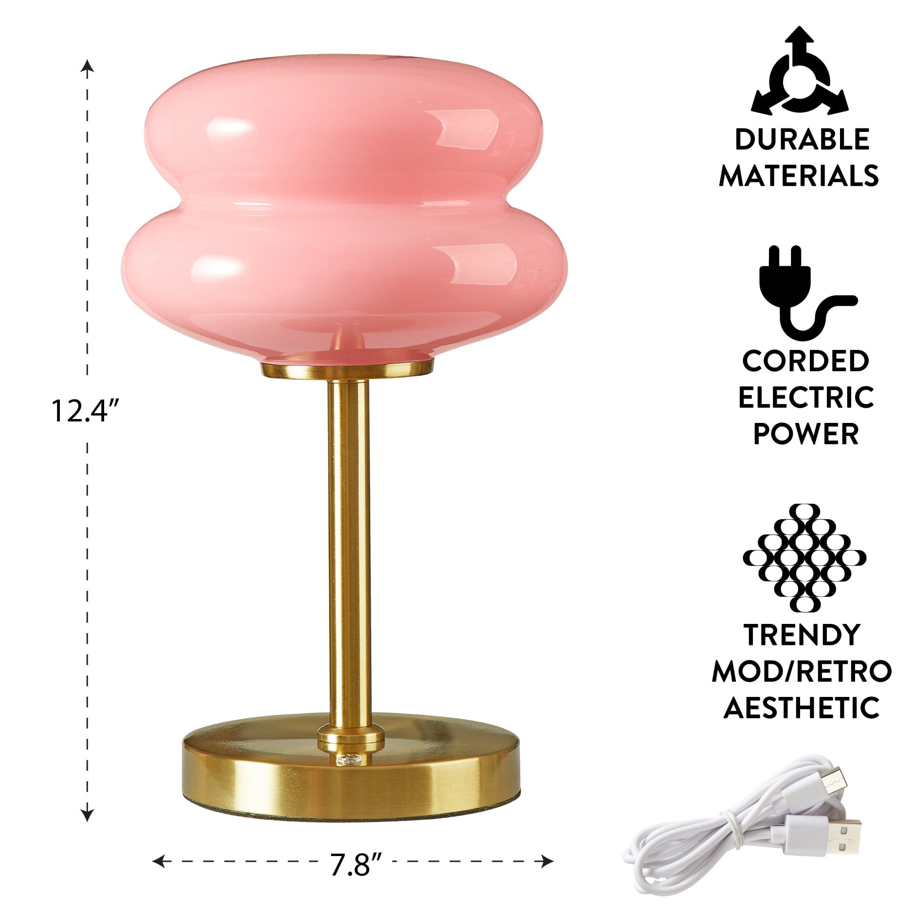 Vinmora™ Pink Double Bubble Glass Table Lamp, 12.4" H - Premium Bedding & Home by Vinmora™