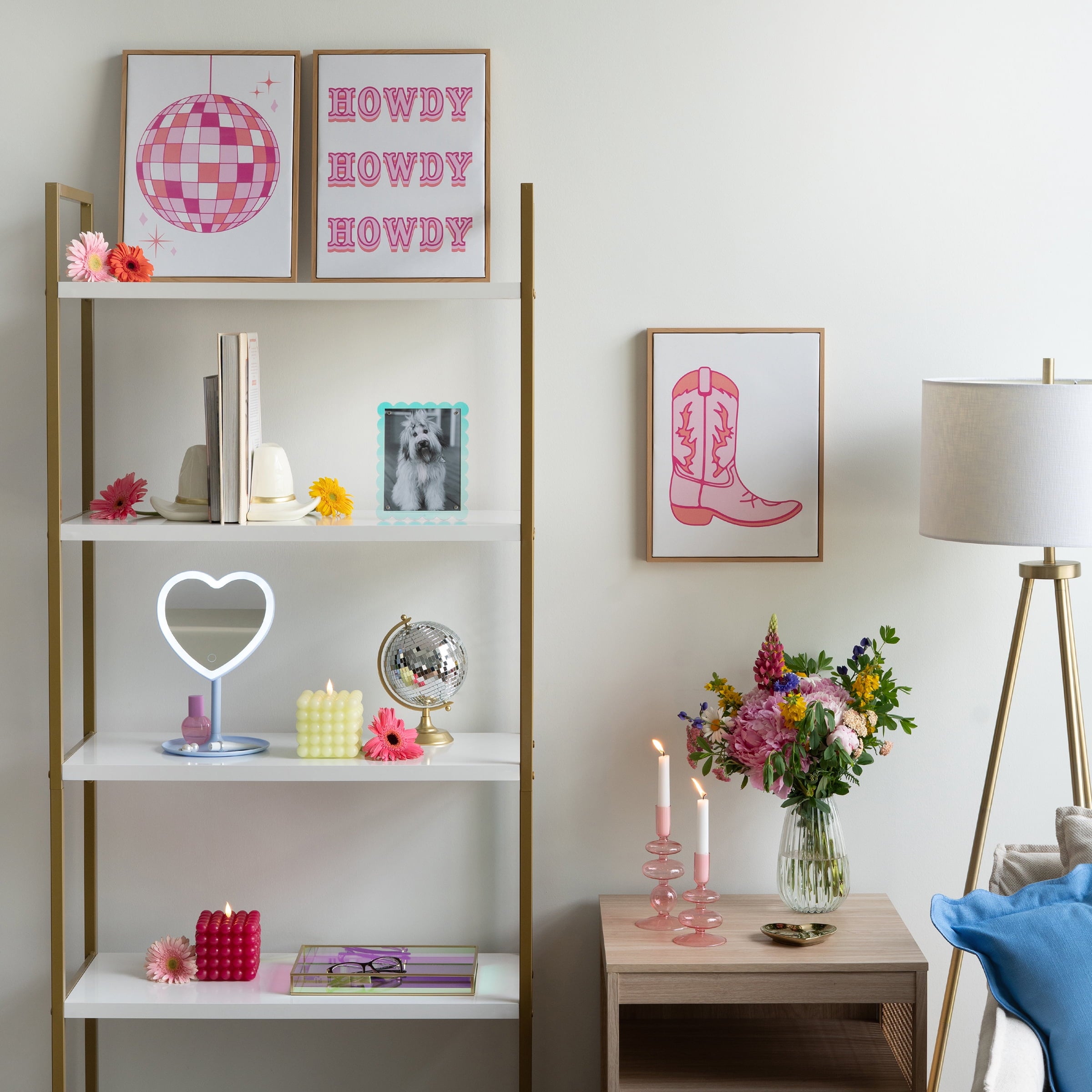 Vinmora™ 3 Pc Set Pink Western Theme Wall Art - Premium Bedding & Home by Vinmora™
