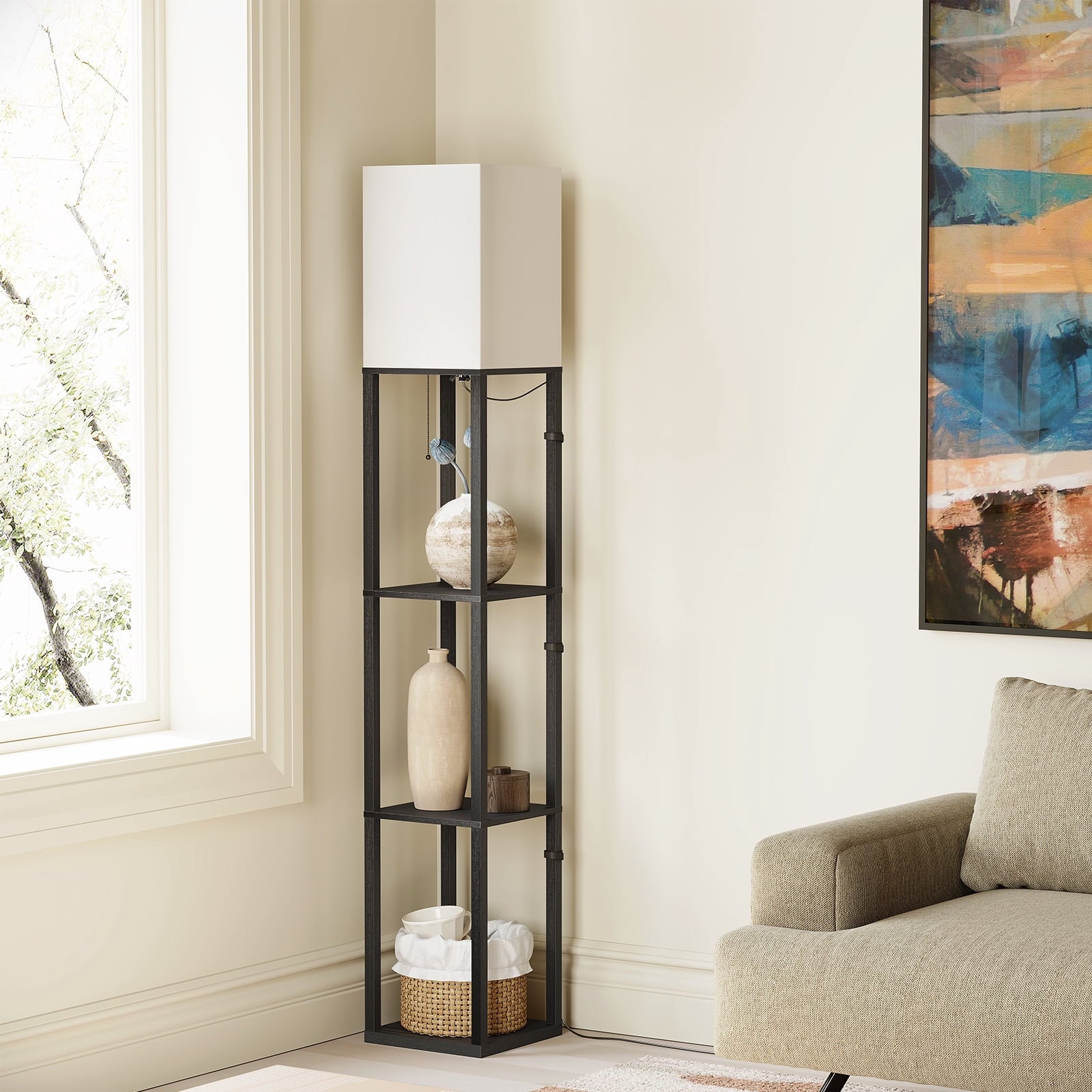 Vinmora™ SUNMORY 63'' Floor Lamps with Shelves, Home Standing - Premium Bedding & Home by Vinmora™