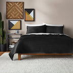 Vinmora™ Soft Velvet Quilt, Full/Queen, Rich Black, Soft & - Premium Comforter Set by Vinmora™