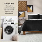 Vinmora™ Soft Velvet Quilt, Full/Queen, Rich Black, Soft & - Premium Comforter Set by Vinmora™