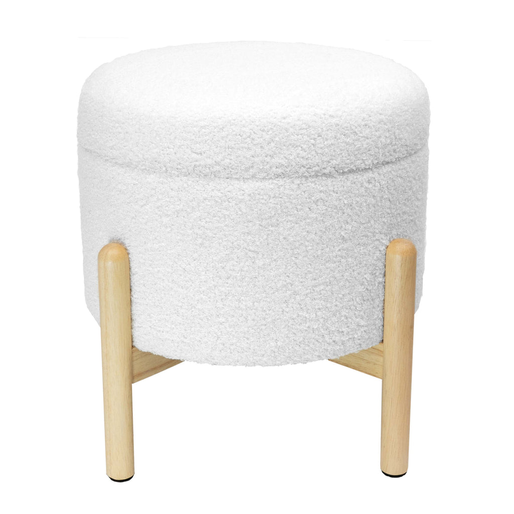Vinmora™ Modern Dowel Ottoman, Cream Boucle - Premium Bedding & Home by Vinmora™