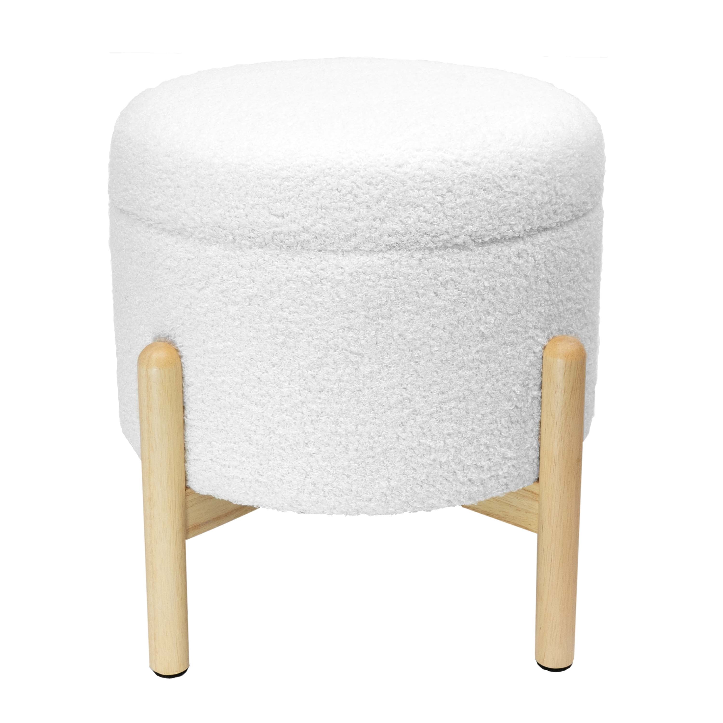 Vinmora™ Modern Dowel Ottoman, Cream Boucle - Premium Bedding & Home by Vinmora™