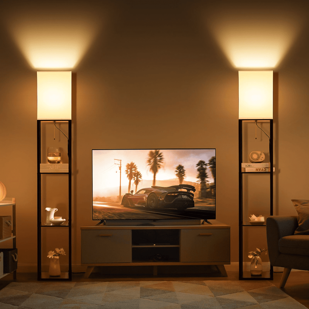 Vinmora™ SUNMORY 63'' Floor Lamps with Shelves, Home Standing - Premium Bedding & Home by Vinmora™