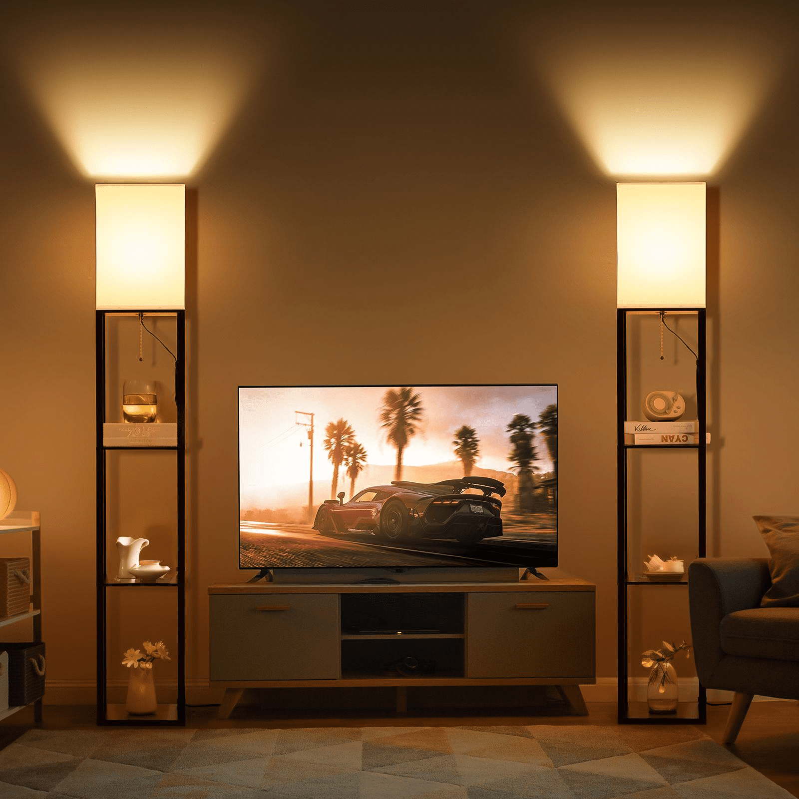 Vinmora™ SUNMORY 63'' Floor Lamps with Shelves, Home Standing - Premium Bedding & Home by Vinmora™