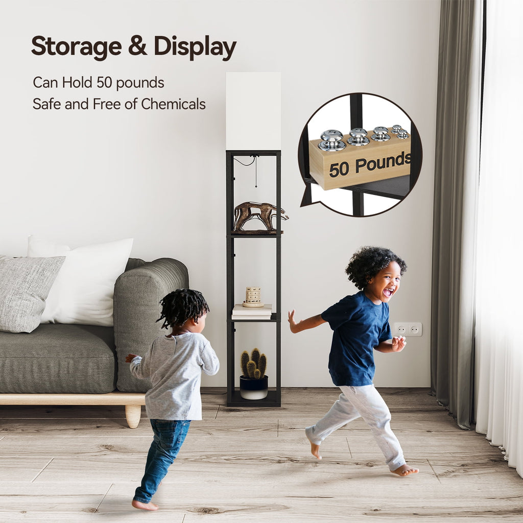 Vinmora™ SUNMORY 63'' Floor Lamps with Shelves, Home Standing - Premium Bedding & Home by Vinmora™