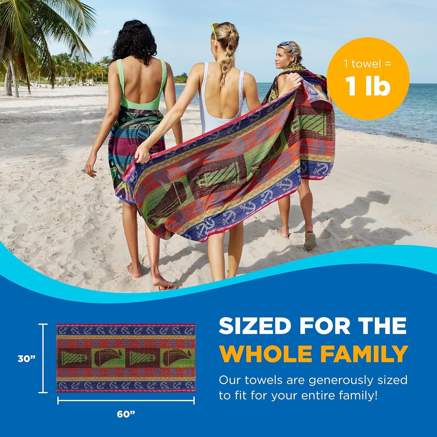Vinmora™ Kaufman 6 Pack Terry Beach Pool Towel Of - Premium Towel Set by Vinmora™