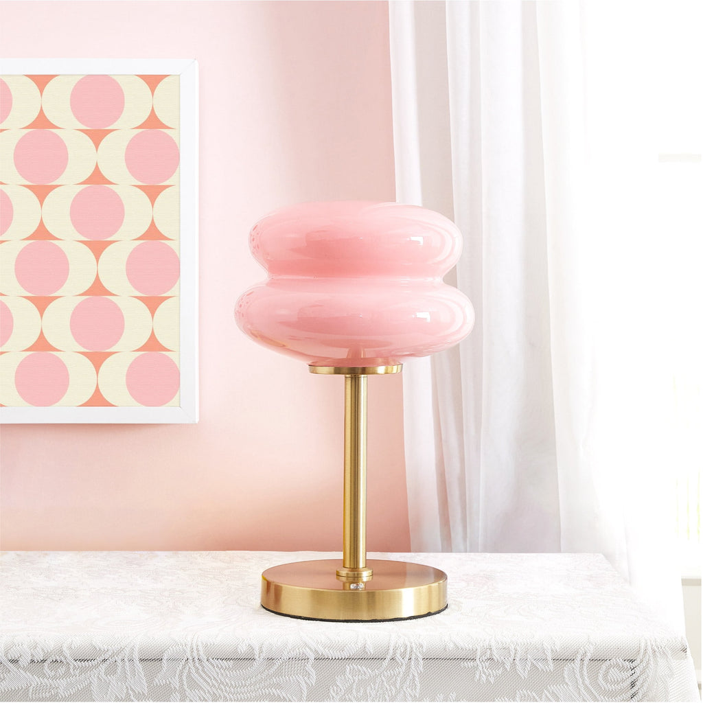 Vinmora™ Pink Double Bubble Glass Table Lamp, 12.4" H - Premium Bedding & Home by Vinmora™