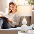 Vinmora™ Cinkeda Double Gourd Ceramic Table Lamps Set of - Premium Bedding & Home by Vinmora™