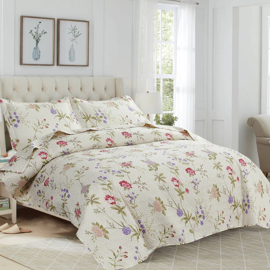 Vinmora™ Green Essen 3 Pcs Quilt Sets, Lightweight Microfiber - Premium Comforter Set by Vinmora™