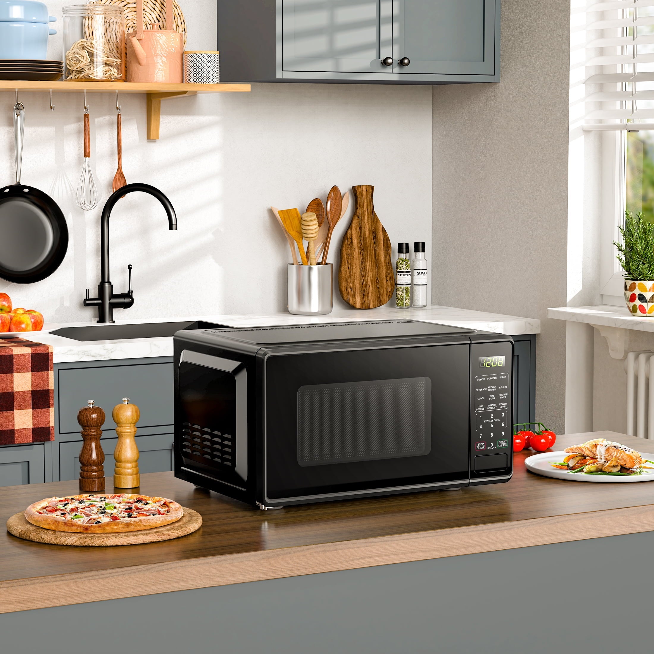 Vinmora™ 0.7 Cu ft Countertop Microwave Oven, 700 Watts - Premium Bedding & Home by Vinmora™