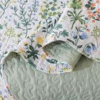 Vinmora™ WannaToo Quilt Collection Microfiber Floral Bedding Set Green - Premium Comforter Set by Vinmora™