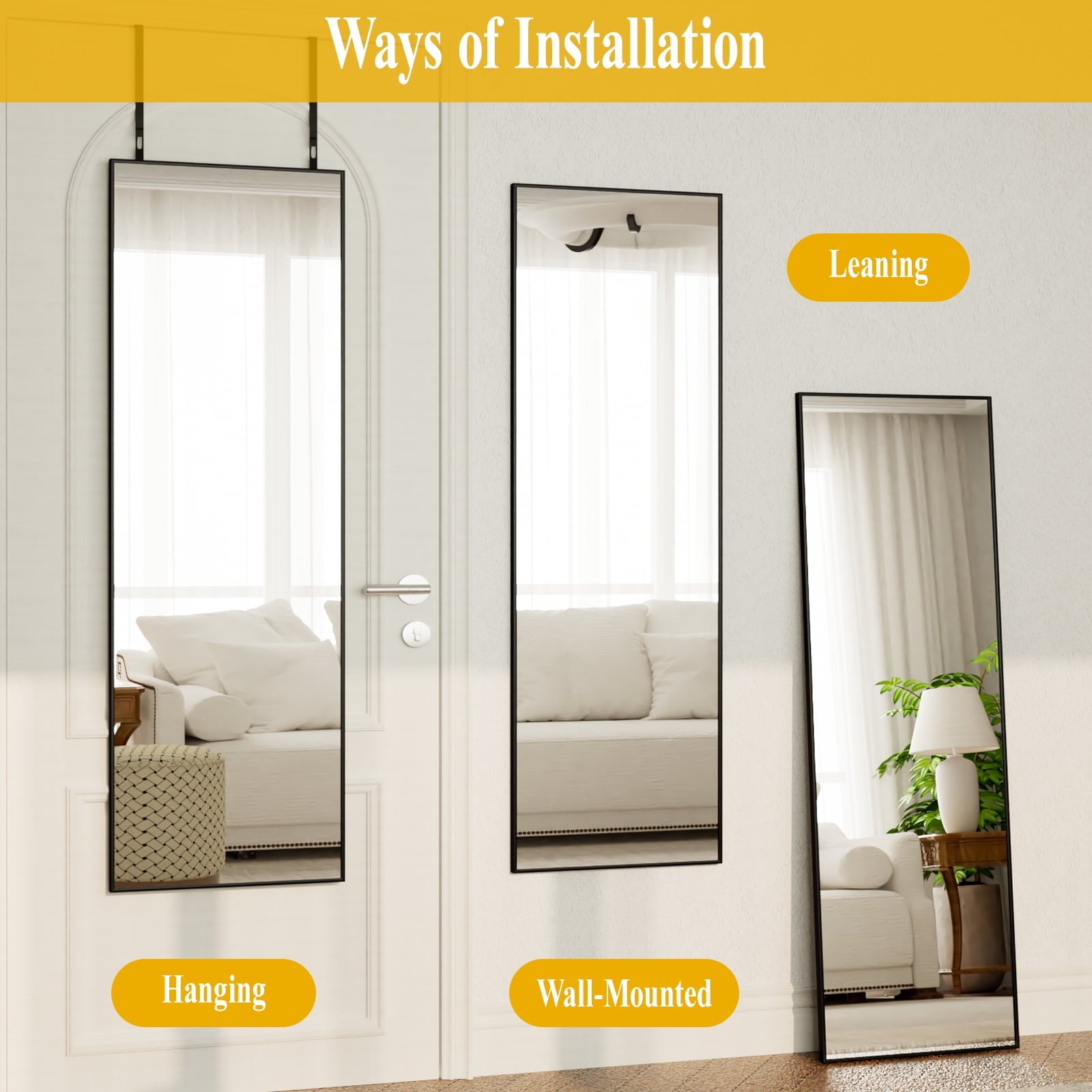 Vinmora™ BEAUTYPEAK 48"x 14" Full Length Door Mirror Hanging - Premium Bedding & Home by Vinmora™