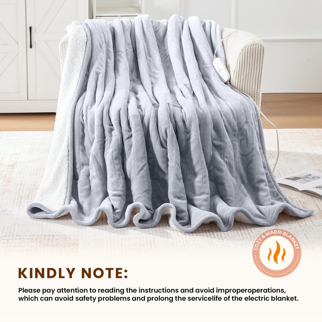 Vinmora™ WISHEAD Electric Heated Blanket Throw Soft Flannel & - Premium Blankets & Throws by Vinmora™