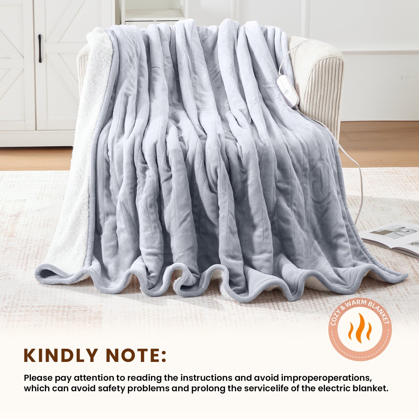 Vinmora™ WISHEAD Electric Heated Blanket Throw Soft Flannel & - Premium Blankets & Throws by Vinmora™