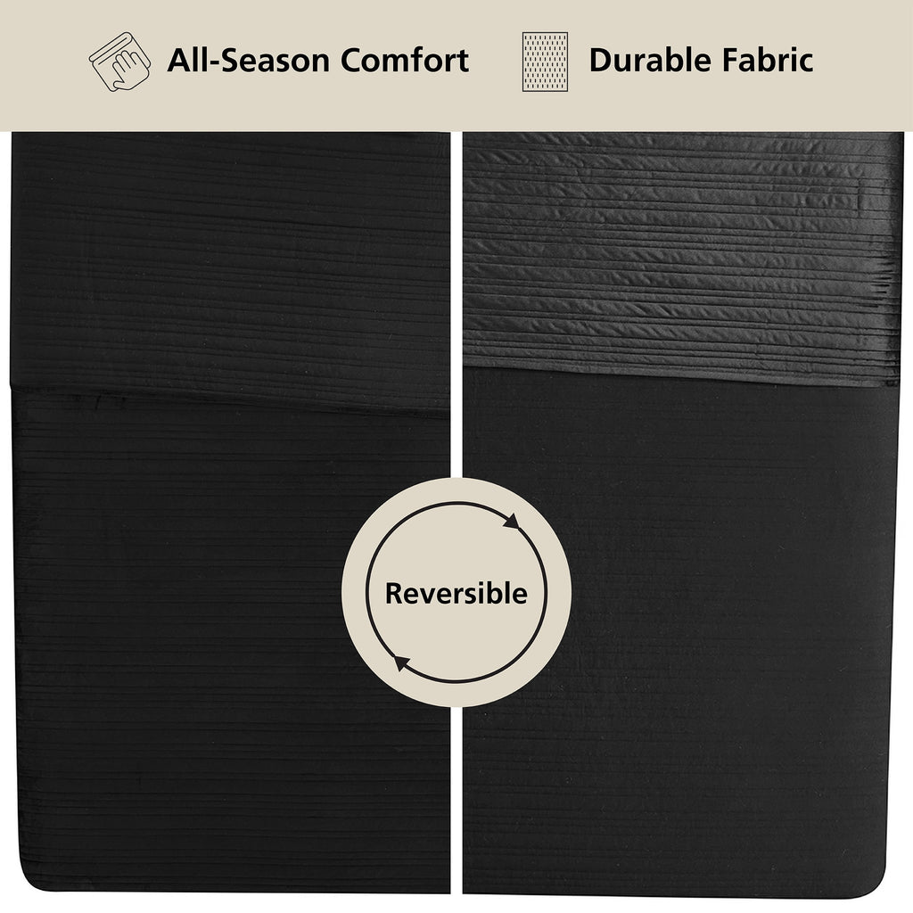 Vinmora™ Soft Velvet Quilt, Full/Queen, Rich Black, Soft & - Premium Comforter Set by Vinmora™