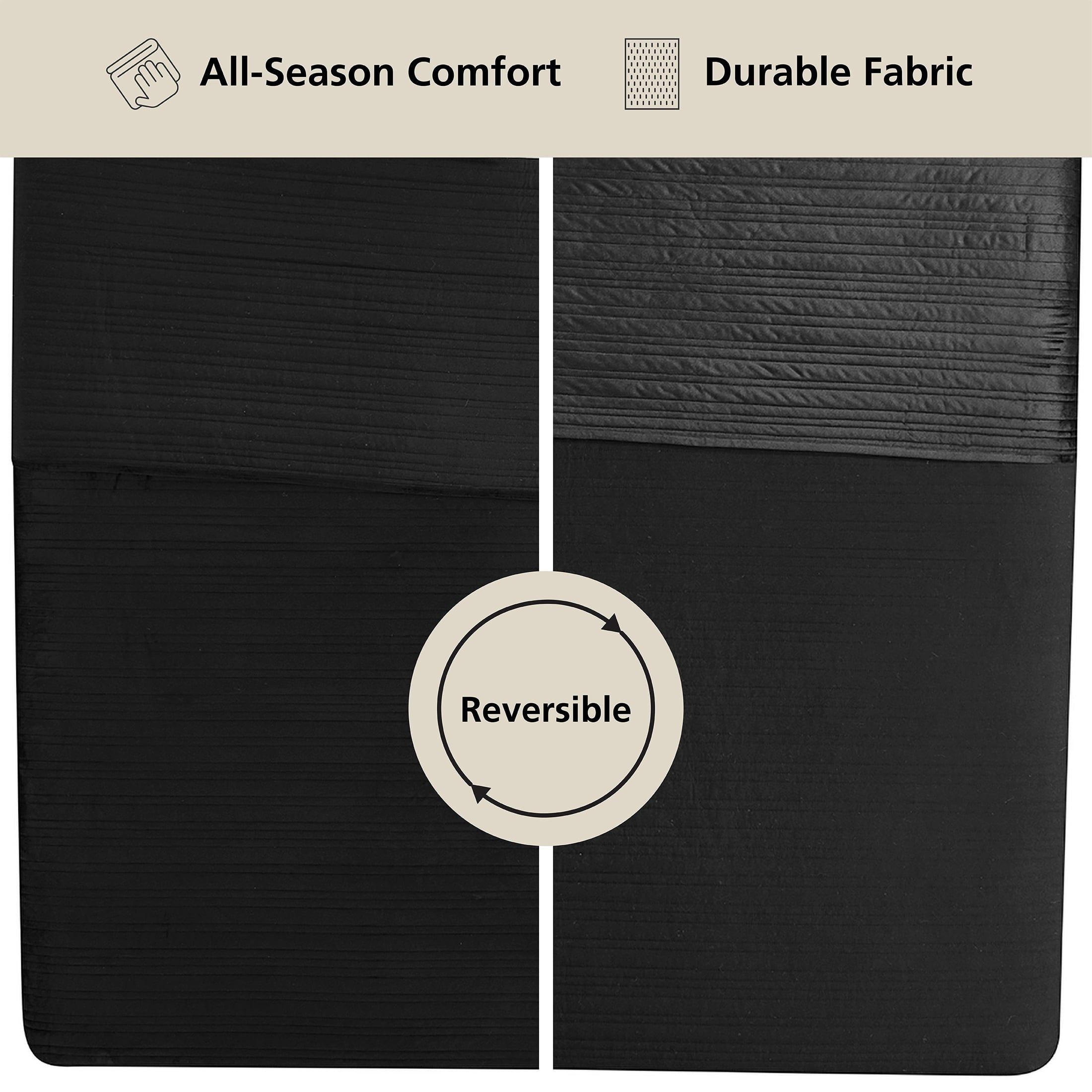 Vinmora™ Soft Velvet Quilt, Full/Queen, Rich Black, Soft & - Premium Comforter Set by Vinmora™