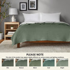 Vinmora™ Garment Washed Stripe Quilt, Full/Queen, Light Green, Soft - Premium Comforter Set by Vinmora™