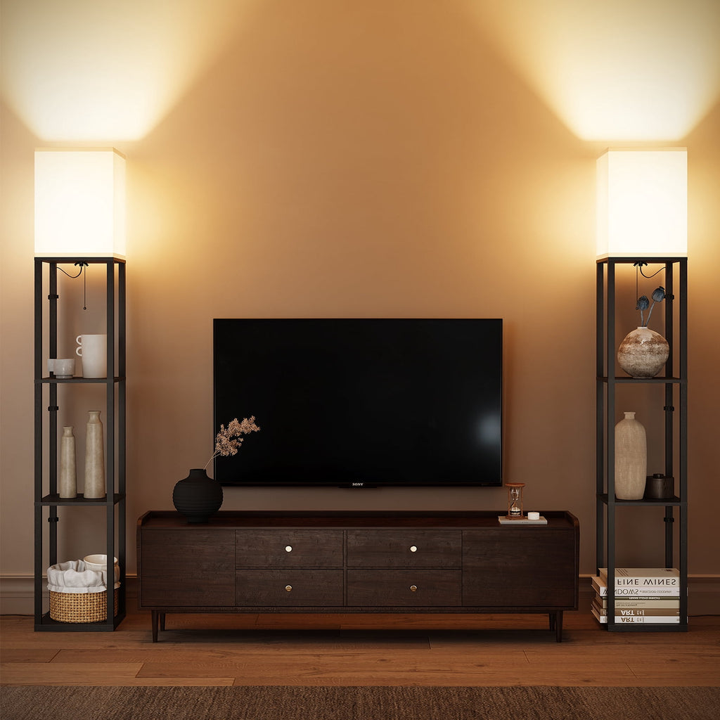 Vinmora™ SUNMORY 63'' Floor Lamps with Shelves, Home Standing - Premium Bedding & Home by Vinmora™