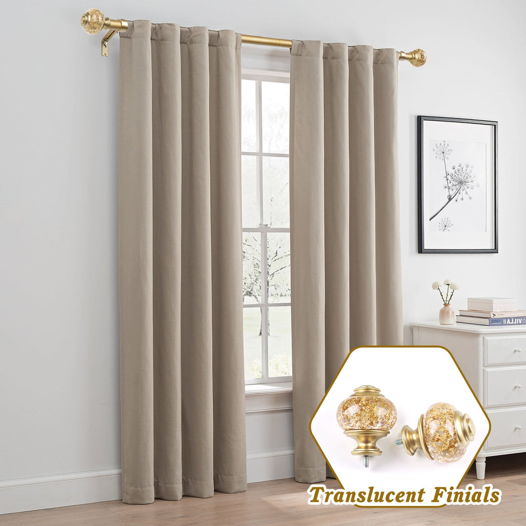 Vinmora™ KAMANINA 7/8" Adjustable Single Curtain Rod with Translucent - Premium Curtain & Window Hardware by Vinmora™